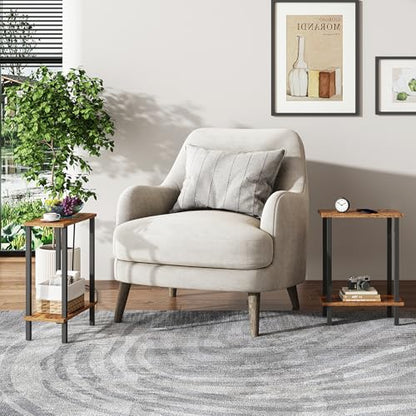 TUTOTAK Small Side Table, Narrow End Table, Skinny Sofa Table, Slim Nightstand, Couch Table, Living Room, Bed Room, Brown TB01BB062 - color: Brown, size: 2-Tier（7.9"D x 15.8"W x 22.5"H）