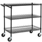 Finnhomy 3 Tier Heavy Duty Commercial Grade Utility Cart, Wire Rolling Cart with Handle Bar, Steel Service Cart with Wheels, Kitchen Carts on Wheels, Metal Cart Shelf Size 18" D x 36" W, NSF, Black - size: 36"L x 18"W x 35.4"H-3 Tier, style: Black Cart