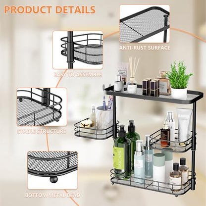 VITVITI 3 Tier Bathroom Organizer Countertop, Metal Wire Bathroom Counter Vanity Organizer Storage, Mesh Bath Room Sink Kitchen Shelf Rack with 360 Rotating Basket, Black - color: 3 Tier Rotating Black