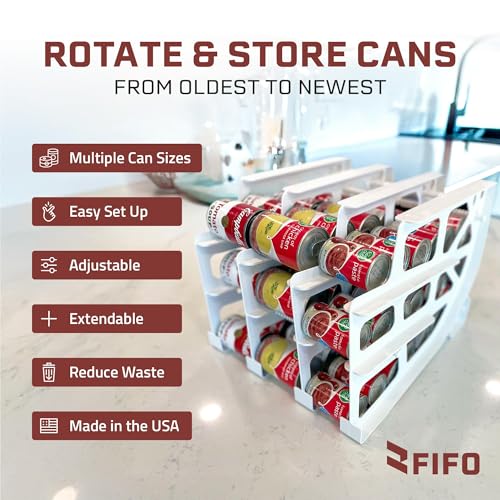 FIFO Can Tracker 3-Pack - 3-Tier Rotating Food Can Organizer for Pantry, Expandable Soda Can Storage for Kitchen, Holds 54 Cans of Food or Soda - size: 3 Pack, style: 54 can