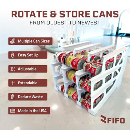 FIFO Can Tracker 3-Pack - 3-Tier Rotating Food Can Organizer for Pantry, Expandable Soda Can Storage for Kitchen, Holds 54 Cans of Food or Soda - size: 3 Pack, style: 54 can