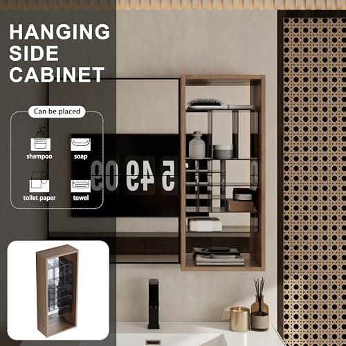 12" Bathroom Wall Mounted Storage Cabinet – Bathroom Mirror Cabinet with Interior Mirror & Removable Acrylic Organizer, Plywood Wall Cabinet for Cosmetics, Toiletries - size: 12"-F
