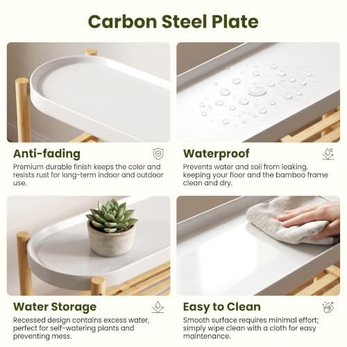 Wisuce Bamboo Shelf Indoor, 2 Tier Window Tall Stand Table for Multiple Plants…
