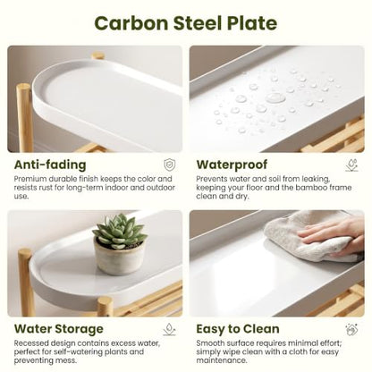 Wisuce Bamboo Shelf Indoor, 2 Tier Window Tall Stand Table for Multiple Plants…