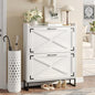 Maupvit Shoe Storage Cabinet with 2 Flip Drawers, Freestanding Organizer with Metal Legs for Entryway, Narrow Shoe Rack Cabinet, Black White - color: Black White, style: 2-Drawers