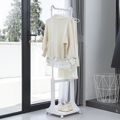 2-Tier Laundry Hamper Sorter with Hanging Bar, Rolling Laundry Baskets with Wheels Removable, Stackable Laundry Cart Organizer and Storage for Small Space Dorm Closet Bathroom - style: 2-Tier