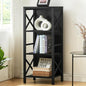 MNEETRUNG Small Bookshelf,4 Tier Industrial Bookcase with Metal Frame and Backboard,Narrow Black Book Shelf,Office Book case for Small Spaces,Living Room,Bedroom and Home Office - color: Black, size: 4-Tier (15.7"W x 11"D x 39.5"H)