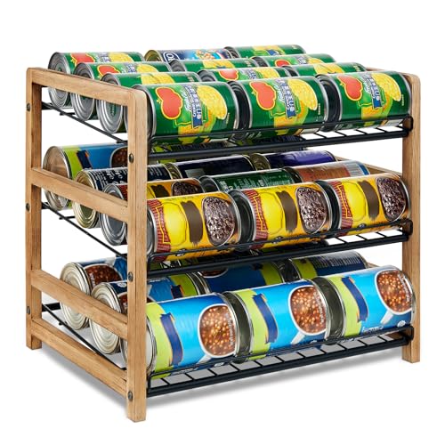 DGWJSU Can Organizer for Pantry 3-Tier, Can Storage Organizer Pantry, Soda Can Organizer, Holds up to 36 Cans Holders for Pantry, Cabinet, Countertop, Carbonized Brown - size: 3 Tiers