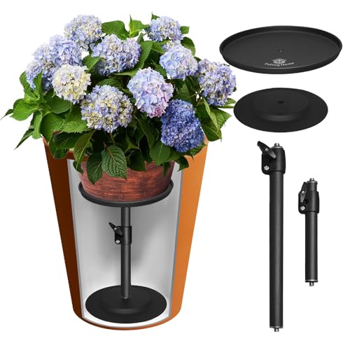 Adjustable Pure Iron Planter Inserts, 7-25” Plant Risers for Inside Pots, Planter Fillers for Large Pots, Indoor & Outdoor Insert with 8-10” Top & 6-10” Base (10 wide top. 10wide base) - size: 8 wide top. 6wide base