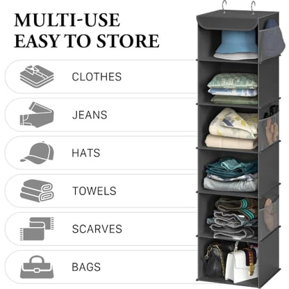 Simple Houseware 6 Shelf Hanging Closet Organizer, Dark Gray - color: Dark Gray, size: 6 Shelf