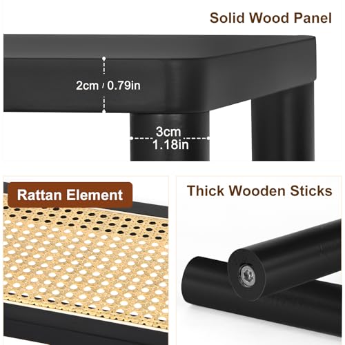 YGYQZ Rattan Side Table, Narrow End Table for Couch, Tall Nightstand for Small Space，Slim Night Stand with Storge, Living Room, Bedroom, Office,Modren,Black - color: Narrow-black