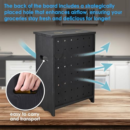Ikee Design 360Degree Rotating Pencil Pen Stationery Supply Holder Storage | Pine wood countertop cabinet with removable shelf stores bread, potatoes, onions and pantry essentials; fully assembled. - color: Black, 2 Door