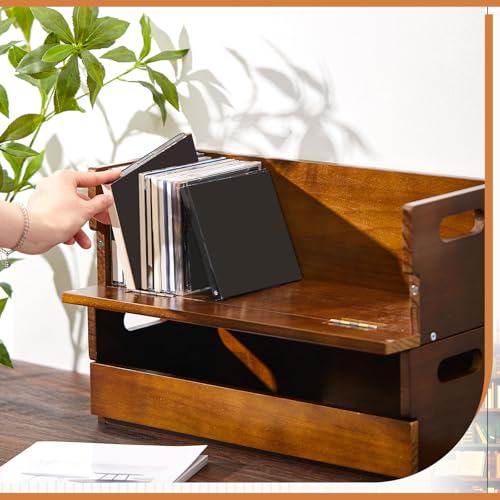 CroBlissful 4 Set Wooden CD Storage Box,Holds 144 CDs(36 Each),Stackable CD Holder Organizer with Magnetic Front Flap and Carrying Handles for DVDs, Cassette Tapes and Movie Cases (Brown) - color: Brown
