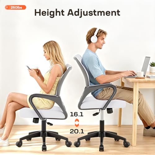 BestOffice Ergonomic Office Chair | Mid-Back Swivel Desk Chair | White | with Lumbar Support, Adjustable Height & Breathable Backrest | Sponge Seat & Rolling Wheels | for Home, Office | Pack of 1 - color: White, style: pack of 1