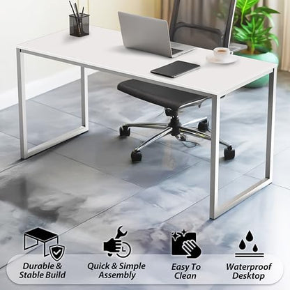 SHW Mission 55-Inch Home Office Computer Desk, White - color: White, size: 55-Inch