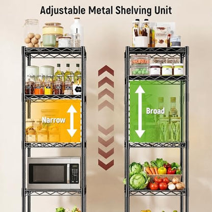 GRANNY SAYS 5-Tier Narrow Storage Shelves for Small Spaces – 15.8" W Metal Shelving Unit, Adjustable Wire Shelf, Freestanding Storage Rack for Bathroom, Laundry, Kitchen Pantry, Garage, Black - size: 15.8"W x 53"H x 11.8"D