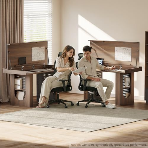 55" Convertible Computer Desk, 2-in-1 Flip-Top Desk & Dining Table with Hidden Storage, Built-in Power Strip, Pegboard, Soft-Close Gas Spring, Space-Saving for Small Apartment, Black Walnut - color: Black Walnut