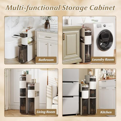 Giantex 4-Tiers Narrow Bathroom Storage Cabinet, Slim Rolling Toilet Paper Organizer w/Drawers, Tissue Box, Movable Plastic Storage Cart for Laundry Living Room Kitchen (17” x 7” x 30”（4 Tiers）) - size: 17” x 7” x 30”（4 Tiers））