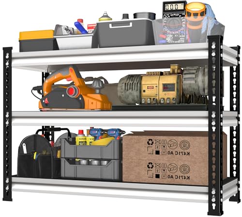 Utility Storage Garage Shelving - 40'' Wide 1350 Lbs Heavy Duty 3 Tier Metal Shelves Adjustable - Freestanding Rack Units for Basement Kitchen Pantry - White 40" W x 18" D x 36" H - size: 40"Wx18"D-3T-WT