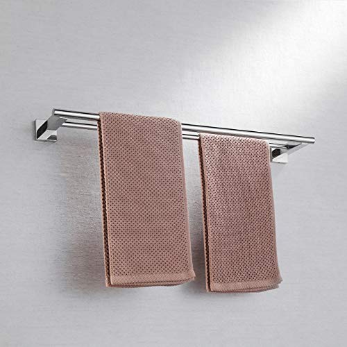 Miyili Bathroom Double Towel Bar 24-Inch Stainless Steel Bath Hand Towel Rack Wall Mount Polished Finish, A02C60B - color: Polished Steel, size: 24-Inch