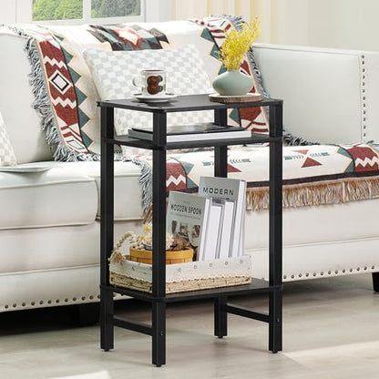 YUFAM Side Table End Table Tall Night Stand 3-Tier 2 Pack for Living Room Bedroom Bathroom Office Furniture Black - color: Black, size: 3 Tier