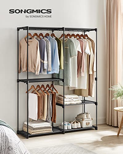 SONGMICS Portable Closet, Freestanding Closet Organizer, Clothes Rack with Shelves, Hanging Rods, Storage Organizer, for Cloakroom, Bedroom, 54.3 x 16.9 x 71.7 Inches, Black URYG025B02 - size: 54.3"L x 16.9"W x 71.7"H
