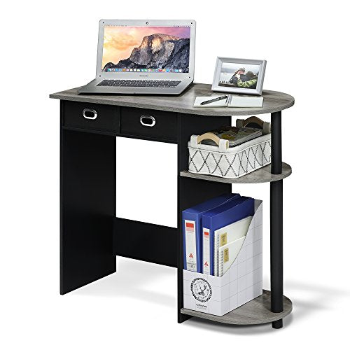 Furinno GO GREEN Desk, 31.5" Wide Gaming Desk with 2 Side Shelves and Storage Bins, Computer Desk, Office Desk for Home Office, Study Room, Dorm, Bedroom, French Oak - color: French Oak/Black/Black, size: 31.5" x 15.6"