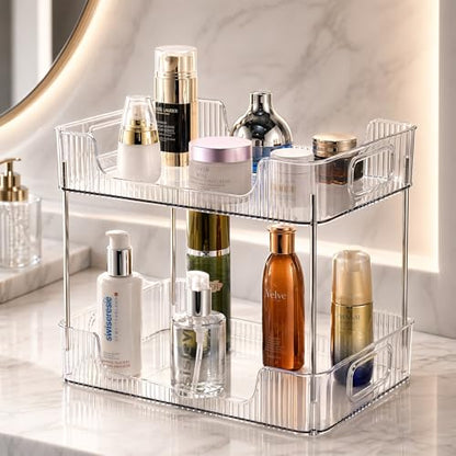 2 Tier Bathroom Counter Organizer, Bathroom Counter Shelf, Vanity Organizer Countertop, Skin Care Organizer, Makeup Perfume Organizer for Bathroom Tray, Cosmetic, Dresser, Kitchen - size: 2 pack