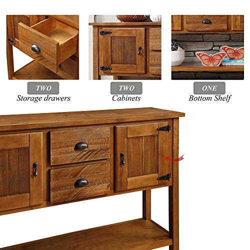 LKTART Solid Wood Farmhouse Console Table,Sofa Table with Storage Drawers and Shelves,Entryway Table for Entry Hallway Foyer Sofa Side Table,Easy Assembled (46.5" Brown) - color: Brown