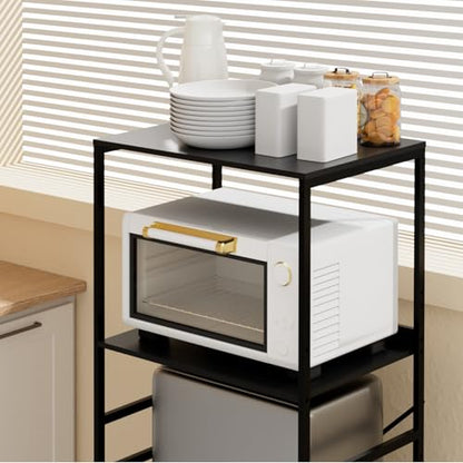 Mini Fridge Shelf Mini Fridge and Microwave Stand Over Mini Fridge Storage Rack Height Adjustable Microwave and Fridge Stand Suitable for Dorm, Kitchens, Offices, Black - color: Black