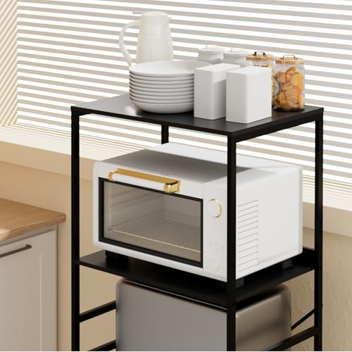 Mini Fridge Shelf Mini Fridge and Microwave Stand Over Mini Fridge Storage Rack Height Adjustable Microwave and Fridge Stand Suitable for Dorm, Kitchens, Offices, Black - color: Black