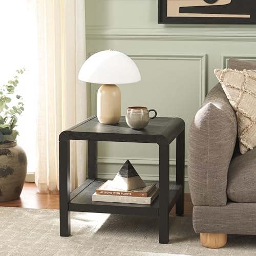 SAFAVIEH Home Collection Omara Black 1-Shelf Square Accent Side Table - color: Black