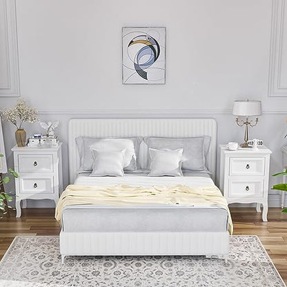 Bonnlo White Nightstand, Tool-Free Setup Night Stand, 2 Drawer Bedside Table for Bedroom, Easy & Quick Install Small Nightstands, Girls Nightstand for Bedroom, Side Table, End Table for Small Spaces - color: White & Tool-free Setup