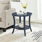 Roundhill Furniture Perth Contemporary Round End Table with Shelf - color: Navy Blue