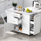 Kitchen Island with Trash Can Storage Cabinet and Faux Marble Top | White, 50.7" Rolling Kitchen Cart on Wheels with Drop Leaf, Spice Rack, Towel Rack and Adjustable Shelf for Dining Room - color: White