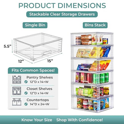 Sorbus Stackable Clear Storage Drawers, Pull-Out Organizer Bins – Large Plastic Drawer Organizers for Bathroom, Under Sink, Closet, Pantry & Kitchen Organization (10 Pack) - size: 10 Pack