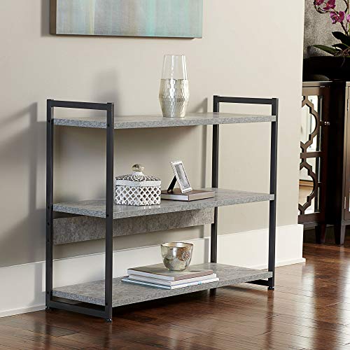 Household Essentials Slate Concrete & Iron Three-Tier Bookshelf - color: Slate