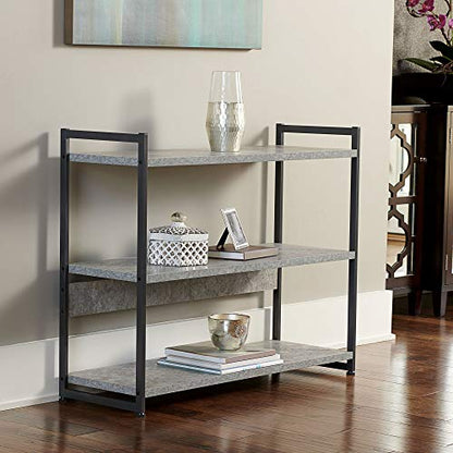 Household Essentials Slate Concrete & Iron Three-Tier Bookshelf - color: Slate