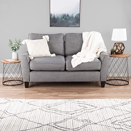 Lavish Home End Tables - Round Nesting Tables Set of 2, Brown Woodgrain | 17.5”/15.5” Side Tables with Removable Wood Tops & Metal Basket Bases for Blanket Storage, Living Room, Bedroom & Home Office - color: Black Diamond