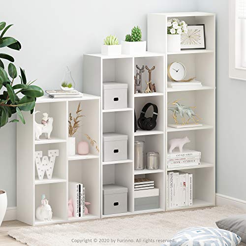 Furinno LUDER Book Shelf, 7-Cube Bookshelf, Bookcase with Open Shelves, 9.4 x 19.5 x 41.7, Easy Assembly, for Living Room, Bedroom, Home Office, White - color: White, size: 7-Cube