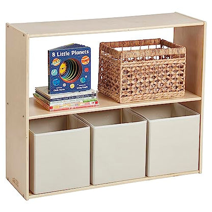 ECR4Kids Streamline 2-Shelf Double-Sided Storage Cabinet, 30in, Classroom Furniture, Natural - color: Natural