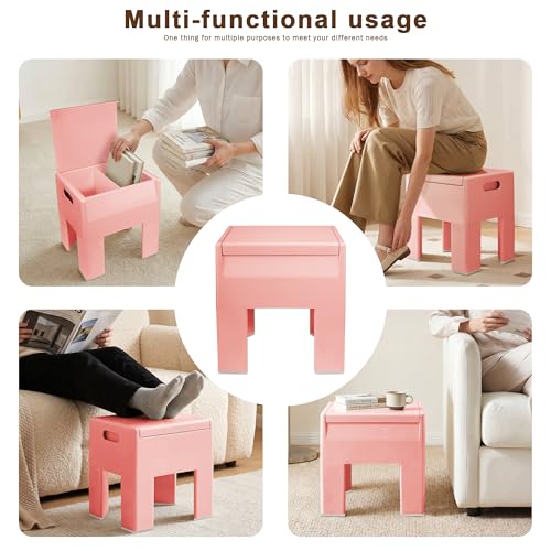HOTEAGLE Modern Nightstand - Multifunctional Plastic Bedside Table with Storage Space, Side Table Easy Assembly for Bedroom, Dorm and Small Areas (14.2" D x 11.8" W x 15.78" H, Pink) - color: Pink