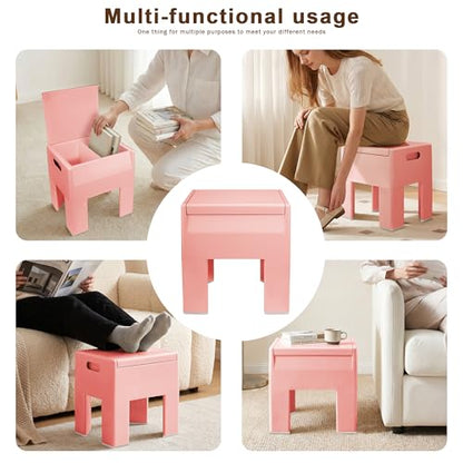 HOTEAGLE Modern Nightstand - Multifunctional Plastic Bedside Table with Storage Space, Side Table Easy Assembly for Bedroom, Dorm and Small Areas (14.2" D x 11.8" W x 15.78" H, Pink) - color: Pink