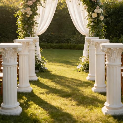 Tall White Roman Columns and Pillars for Wedding Ceremony Porch Columns | Decorative Greek Columns for Indoor Outdoor Garden Pedestals and Columns Flower Pillars Home Decor Wedding Decoration Outside - color: classic column 85cm