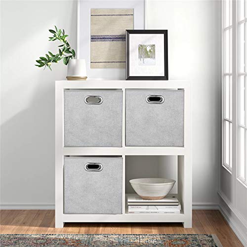 HSDTCollapsible Cloth Cubes Storage Bins Baskets Boxes Grey-White Lattice Pattern 10.5 x 10.5 x 11 Inches - Pack of 6,QY-SC14-6,Brush gradient(Set of 3) - color: Gray-white dots(Set of 6)