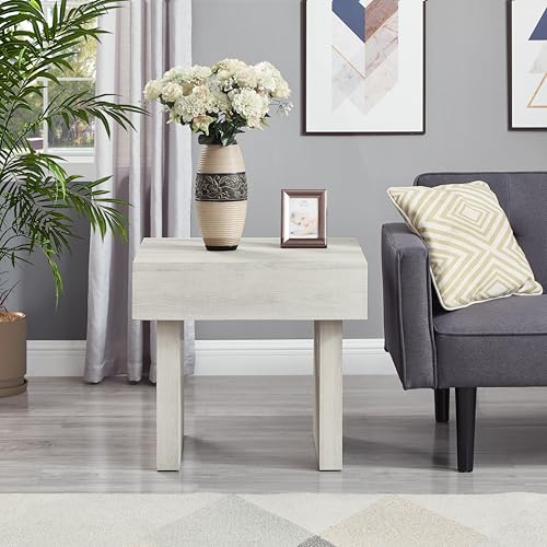 Roundhill Furniture Athens Modern Accent End Table, Off-White - color: Off-white