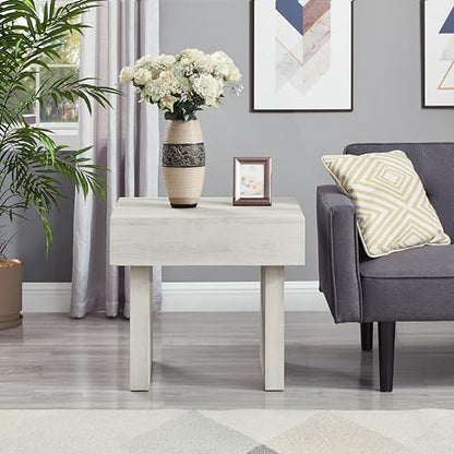 Roundhill Furniture Athens Modern Accent End Table, Off-White - color: Off-white