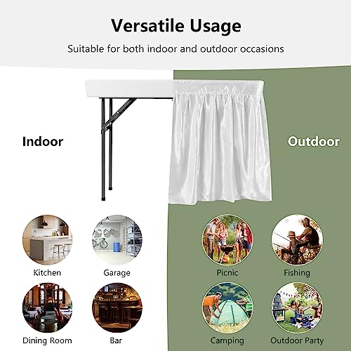 COSTWAY 4FT Cooler Table, Folding Ice Table for Parties with Drain & Bucket & Removable Skirt, Ideal for Tailgate, BBQ & Picnic - size: 48" x 24"