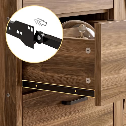 IRONCK Bookshelf with Doors and 3 Drawers 71 in Tall Bookshelf with Storage, Industrial Book Shelf with 3-Tier Shelves for Living Room Entrance Hallway Home Office - color: Oak Brown
