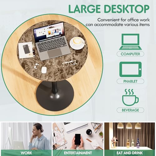Shahoo Round Bar Table, Cocktail Table with Metal Base & MDF Top, Counter Height Pub Table for Dining Room, Living Room, Kitchen, Bar, Pub, Cafe, Faux Marble - color: Faux Marble, style: Basic